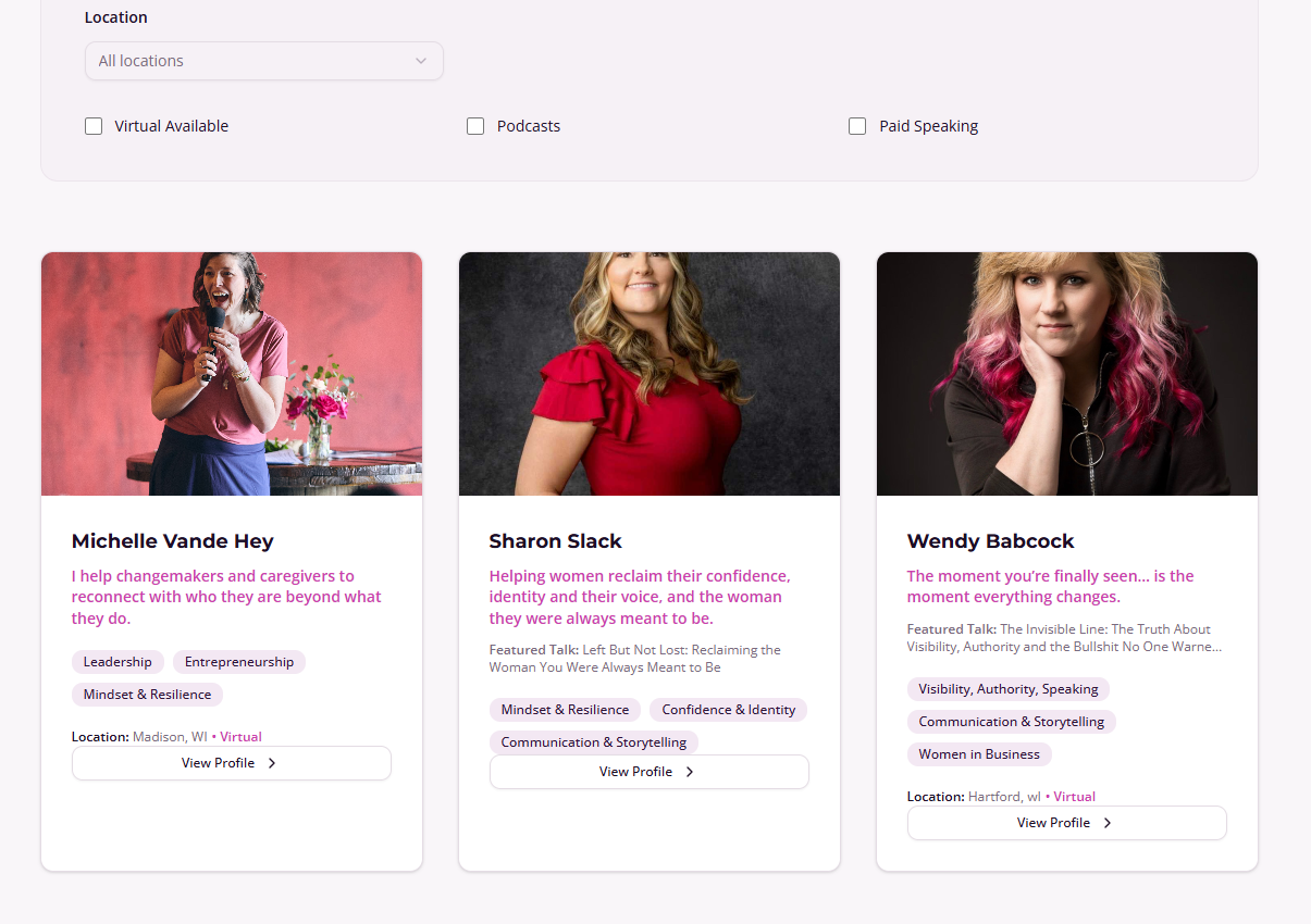WHEN Stories Speaker Map and Speaker Directory coming soon