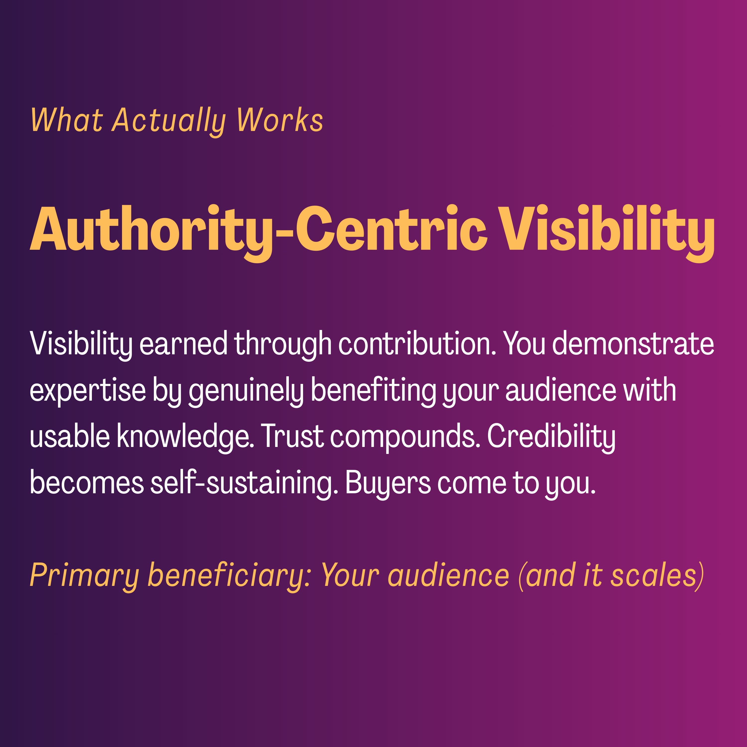 Photo describing authority centric visibility