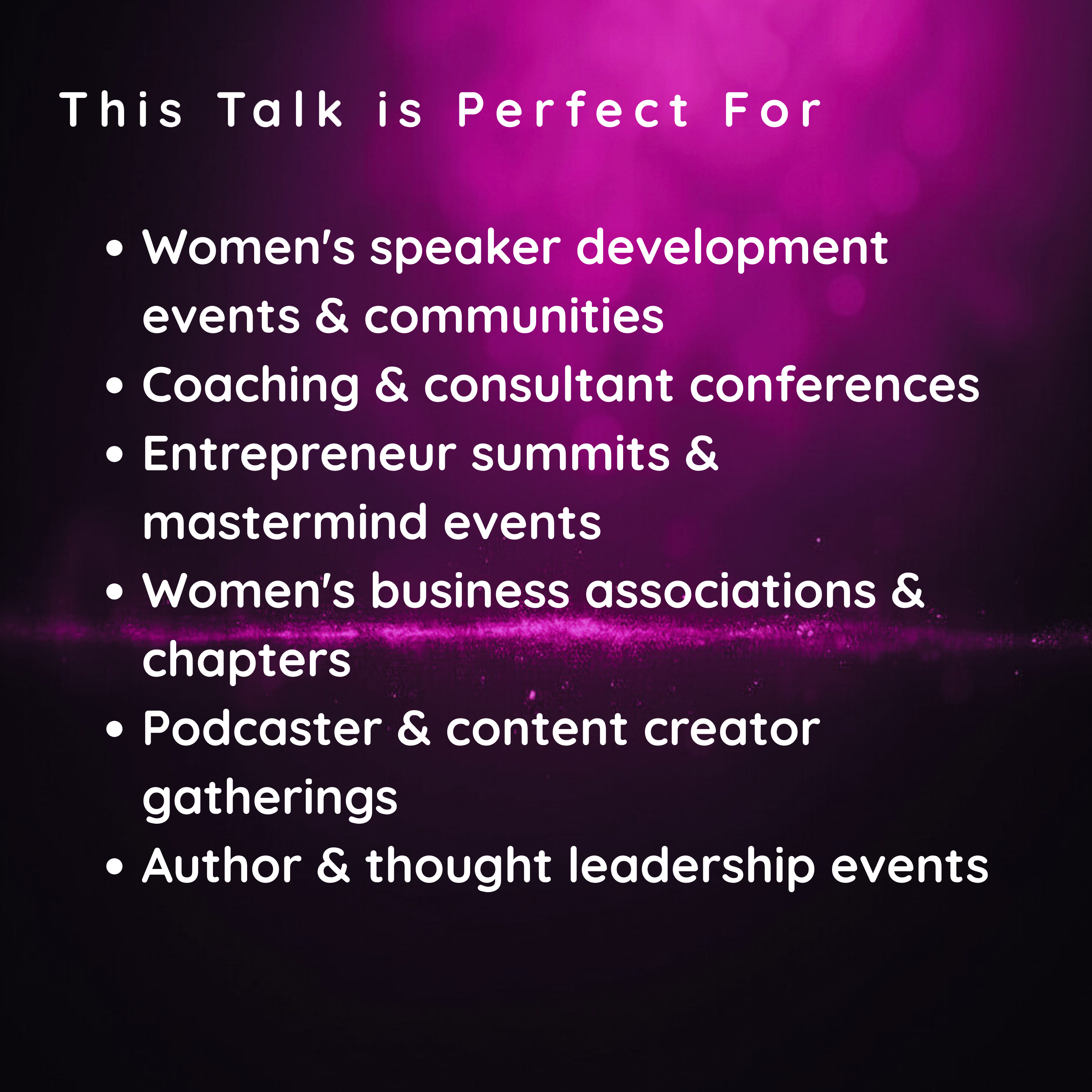 photo of text with who this talk is perfect for